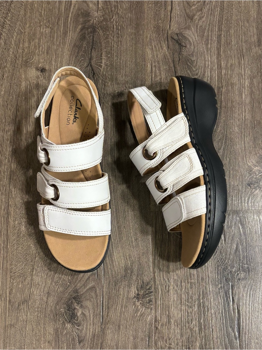 Clarks Merliah Bali White Lightweight Wedge Sandal New Never Worn Womens Sz 7.5
